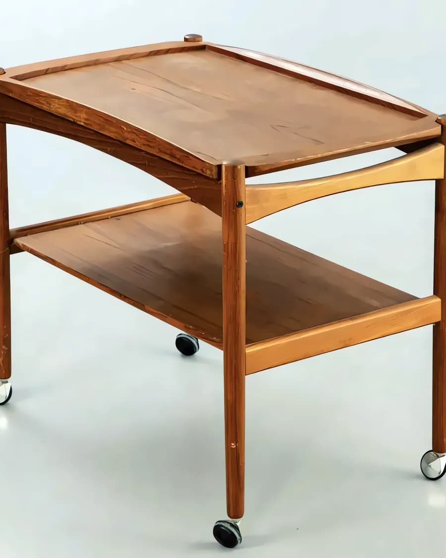 Двухуровневый сервировочный столик из тика работы Poul Hundevad, Дания, 1960-е