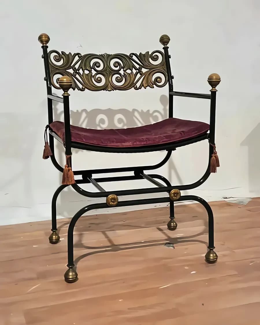 Итальянское винтажное кресло в стиле Савонарола, 1960-е